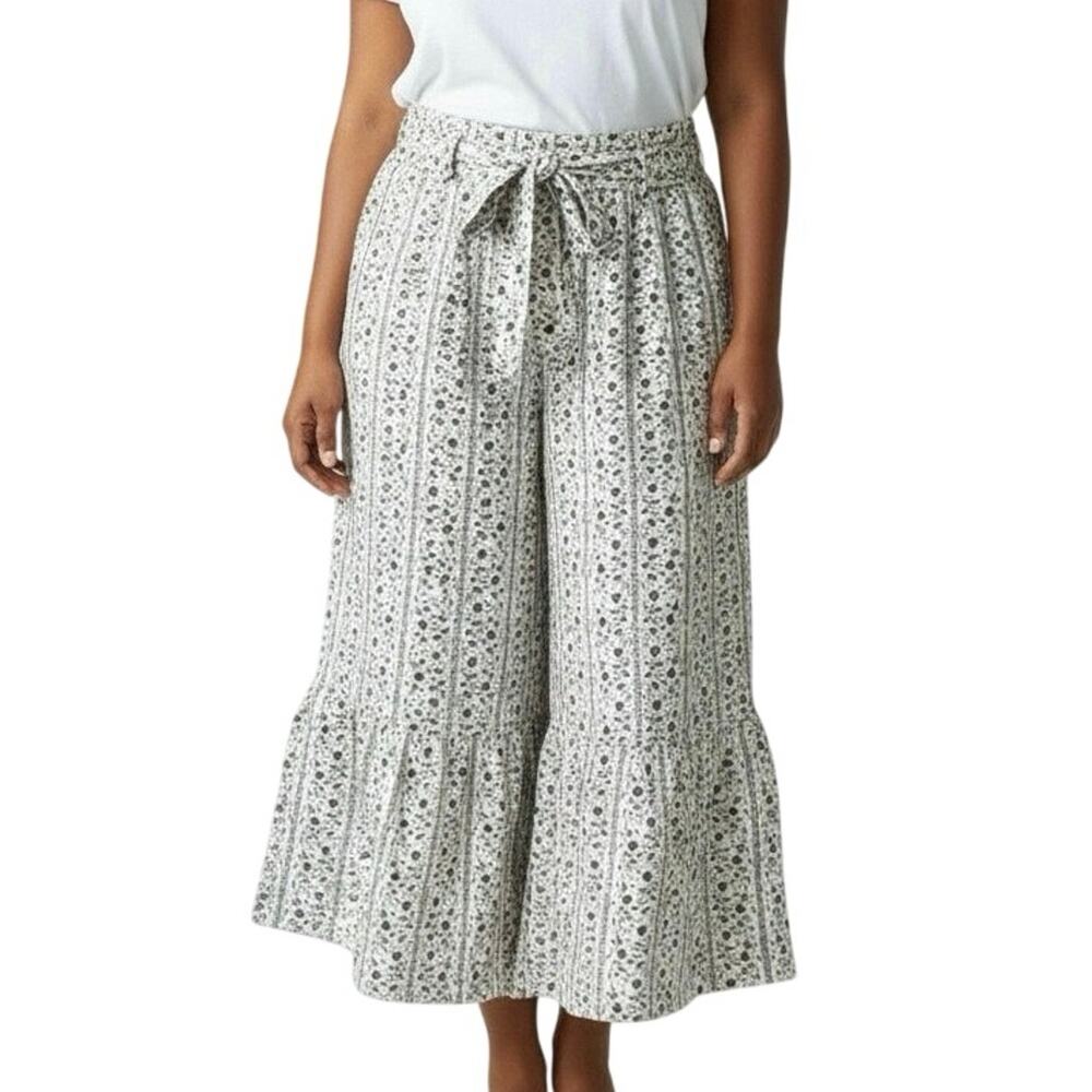 NWT Grace Karin Womens Plus 2XL Floral Wide Leg Palazzo Pants Tie Waist Boho